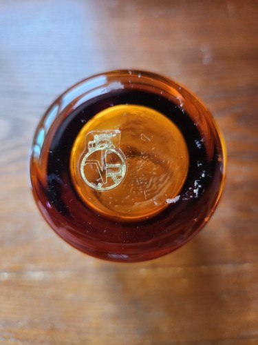 Vecchia Murano Hand-Blown Glass Amber 24 Karat Gold Trim Sticker Marked Vintage - Picture 9 of 13