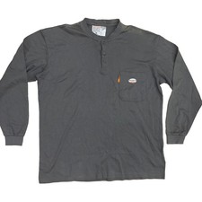 Rasco FR Flame Resistant Henley Gray Long Sleeve CAT2/NFPA2112 Men s Size 2XL