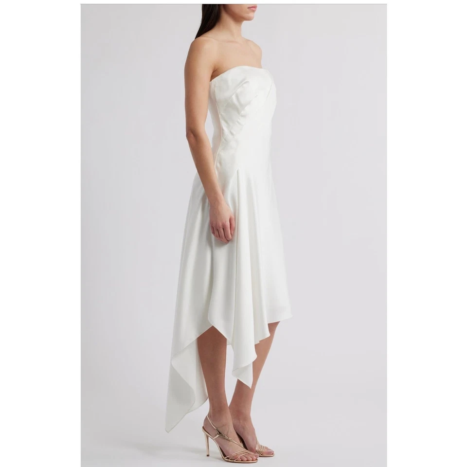 Vestido midi de satén sin tirantes marfil Amsale - Talla 14 Foto 3 de 4