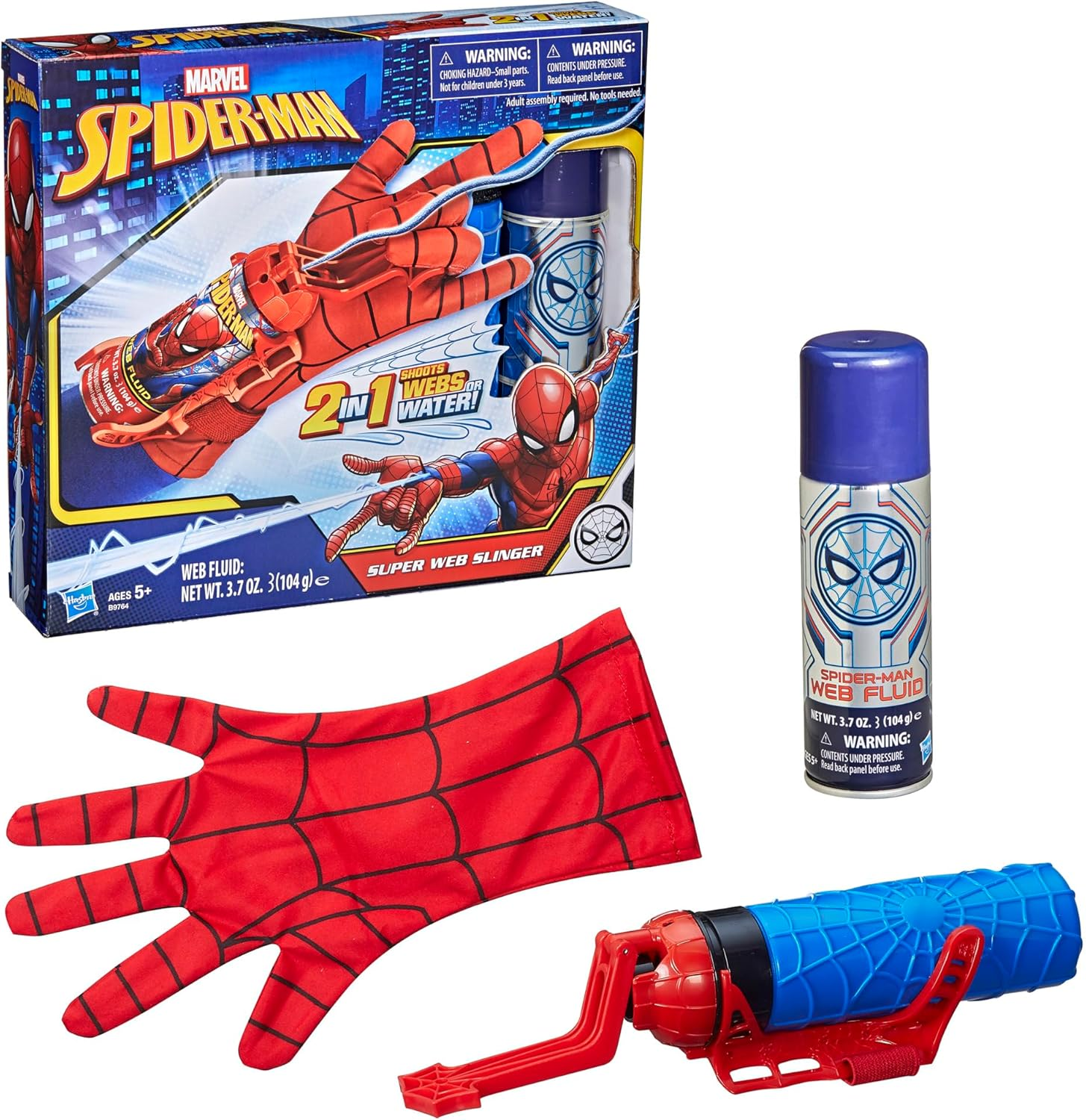 Spider-Man Super Web Slinger Toy, 2in1 Shoots Webs or Water, Role Play for Kids