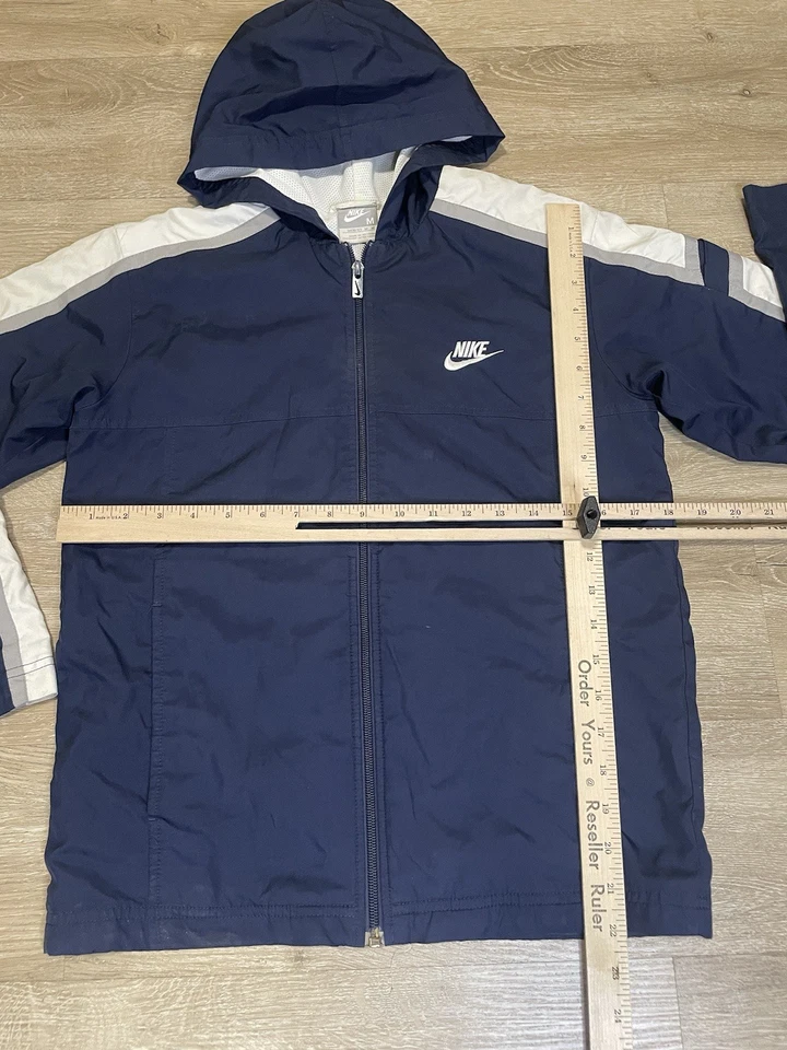 Chaqueta cortavientos Nike vintage años 90 juvenil talla M 10-12 Y2k azul nailon retro ropa de calle Foto 4 de 4
