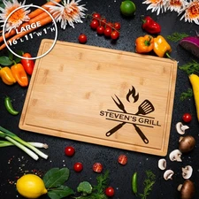 Engraved Custom Bamboo Cutting Board Personalized Charcuterie Tray BBQ Grill