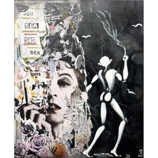 MESNAGER Jérôme - Peinture "L'homme blanc x Gainsbourg" 61x50cm - 2024