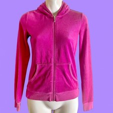 Juicy Couture Pink Velour Hoodie, 2011 Vintage Y2K Graphic Zip-Up, Size XS