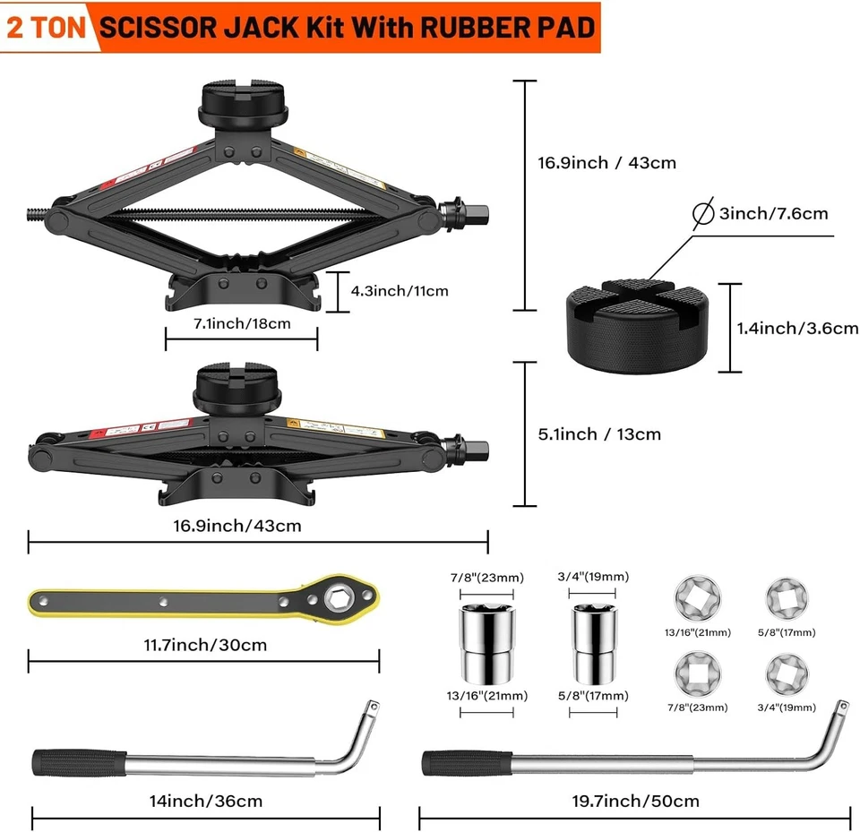 Fit For VAUXHALL Corsa Astra - Heavy Duty 2Ton Scissor Car Jack Lift Tool Kit - Image 2 of 4