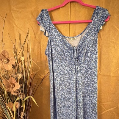 GREEN GODDESS Blue White Floral Sleeveless Women's Jumpsuit V-Neck One-Piece XL