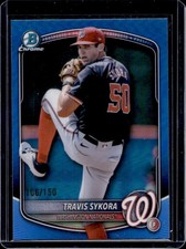 2025 Bowman Draft Travis Sykora Chrome Blue Refractor #/150 Nationals