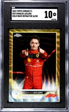 2022 Topps Chrome F1 Charles Leclerc #25 Gold Wave Refractor SGC 10