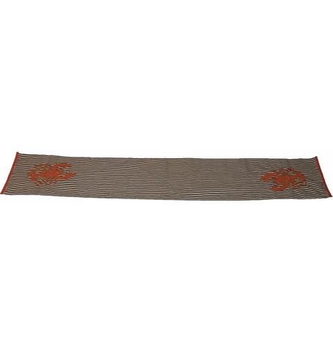 PIER 1 Imports Navy&White Striped Table Runner Appliqué Beaded "Lobster" 72x14” - Picture 3 of 4