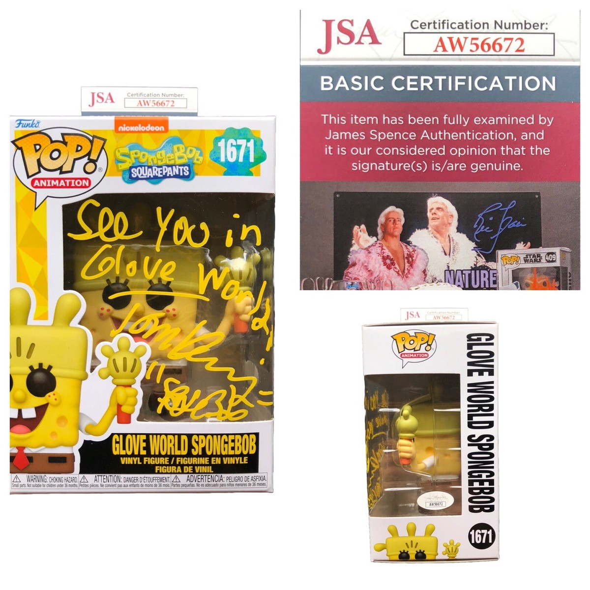 Tom Kenny Signed Glove World Spongebob Funko Pop #1671 'See You In