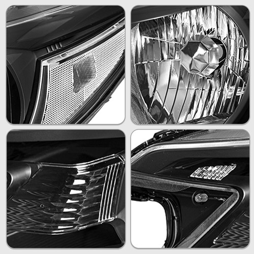 Black Headlight Assembly Pair For 2012-2014 Honda CR-V, Clear Corner Lamps