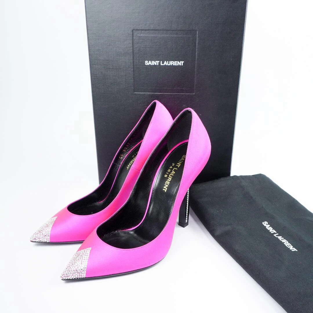 SAINT LAURENT (YSL) Saint Laurent taglia 37 5 decolte donna a punta impreziosite da pietre colore rosa