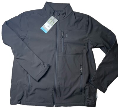 Free Country Mens Large recycled Super softshell fleece jacket, Black, NWT