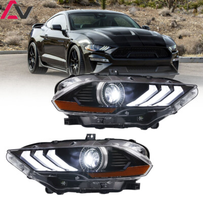 2018-2023 Projector Headlights For Ford Mustang LED DRL Front Signal Lamps L+R