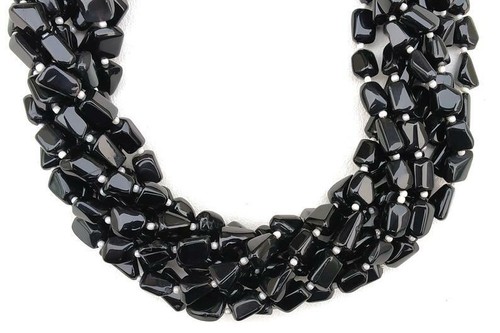 Pietra preziosa spinello nero naturale forma liscia pepita per fare gioielli all'ingrosso - Foto 2 di 5