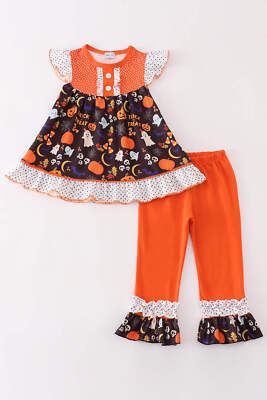 Abby & Evie Girl's Boutique Orange Trick Or Treat Halloween Candy Corn 2 Two Pie
