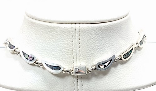 JEF 950 Sterling Silver Signed TAXCO MEXICO Abalone Collar Necklace No Scrap - Picture 5 of 8