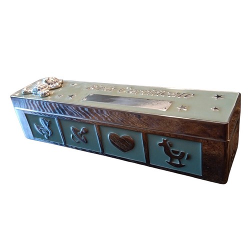 Baby Birth Certificate Box Holder Silverplated Engravable Plate Keepsake Lined