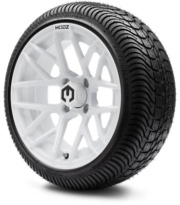 MODZ 14'' Matrix White Golf Cart Wheels and Tires (205-30-14) - Set of 4