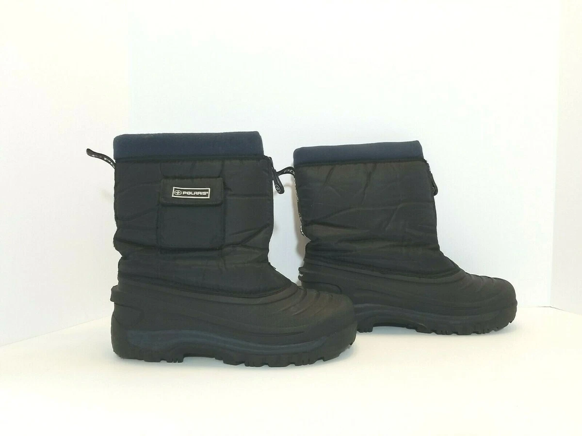 Polaris Thermolite Snow Boots Front Zip Black Rubber Sole Men s Sz