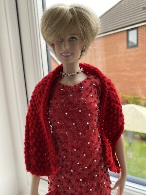 Franklin Mint Halstuch/Stola für Weihnachten Prinzessin Diana Puppe rot OHNE PUPPE