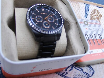 FOSSIL BQ1546 CARISSA BLACK STAINLESS BRACELET SWAROVSKI  display picture 3