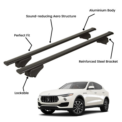 2 Pcs Black Roof Rack Cross Bars For MASERATI LEVANTE SUV 2017-