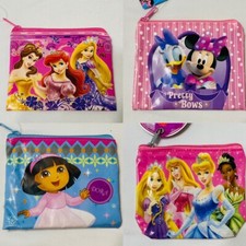 Disney Princess, Mini Mouse, Dora Kids coin purse with zipper, options to choose