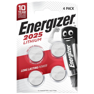 kQ Energizer Knopfzelle Lithium CR2025 3V Batterien 4er Blister