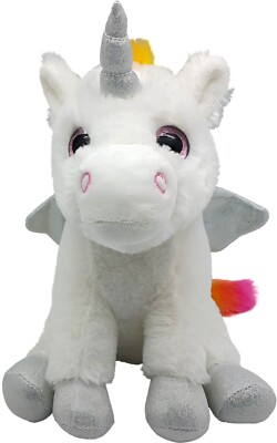 OCINAPALS 9'' White Unicorn with Rainbow Mane & Tail | Plush Unicorn Toy for Kids