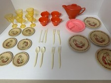 Vintage Childrens Play Dishes Set - Tea Set Cups Plates Etc Really Old.