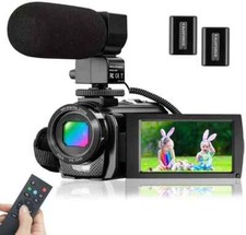 Video Camera Camcorder with Microphone, FHD 1080P 30FPS 24MP Vlogging Came