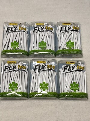 6 Packs Champ Zarma Fly 2 3/4'' Zero Friction White Golf Tees 240 95528 NEW