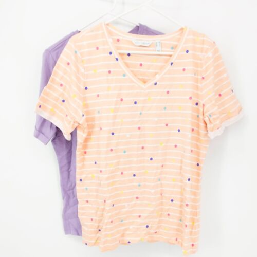 Sport Savvy Jersey Short Sleeve Tops Set of 2 Petal Purple Women's Size Medium
