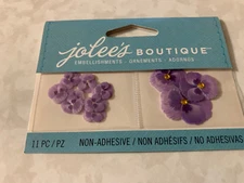 JOLEE’S BOUTIQUE 3D MINI PURPLE PANSIES W/ GEMSTONES PANSIES MINI FLOWERS