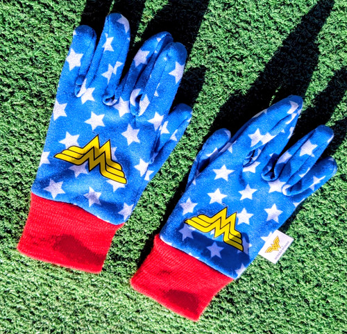 Wonder Woman Jersey Midwest Glove Co~Toddler Sz 3+ Kids Utility Gloves Pair GUC