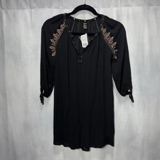 FOREVER 21 Party Mini Dress Women’s Size S Black W Copper Metallic Embroidery