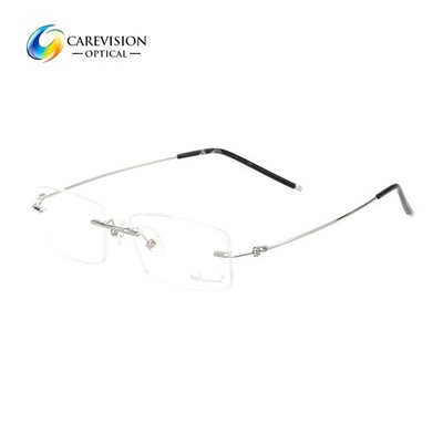 Unisex Flexible Memory Alloy Rimless Optical Eyeglass Frame Silver 53-17-140