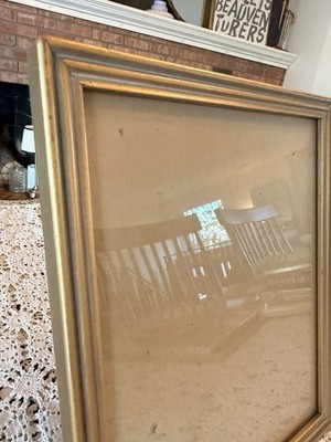 Vintage GOLD Wood Picture Frame 8 x 10 Photo W/Glass Tabletop 50 s MCM