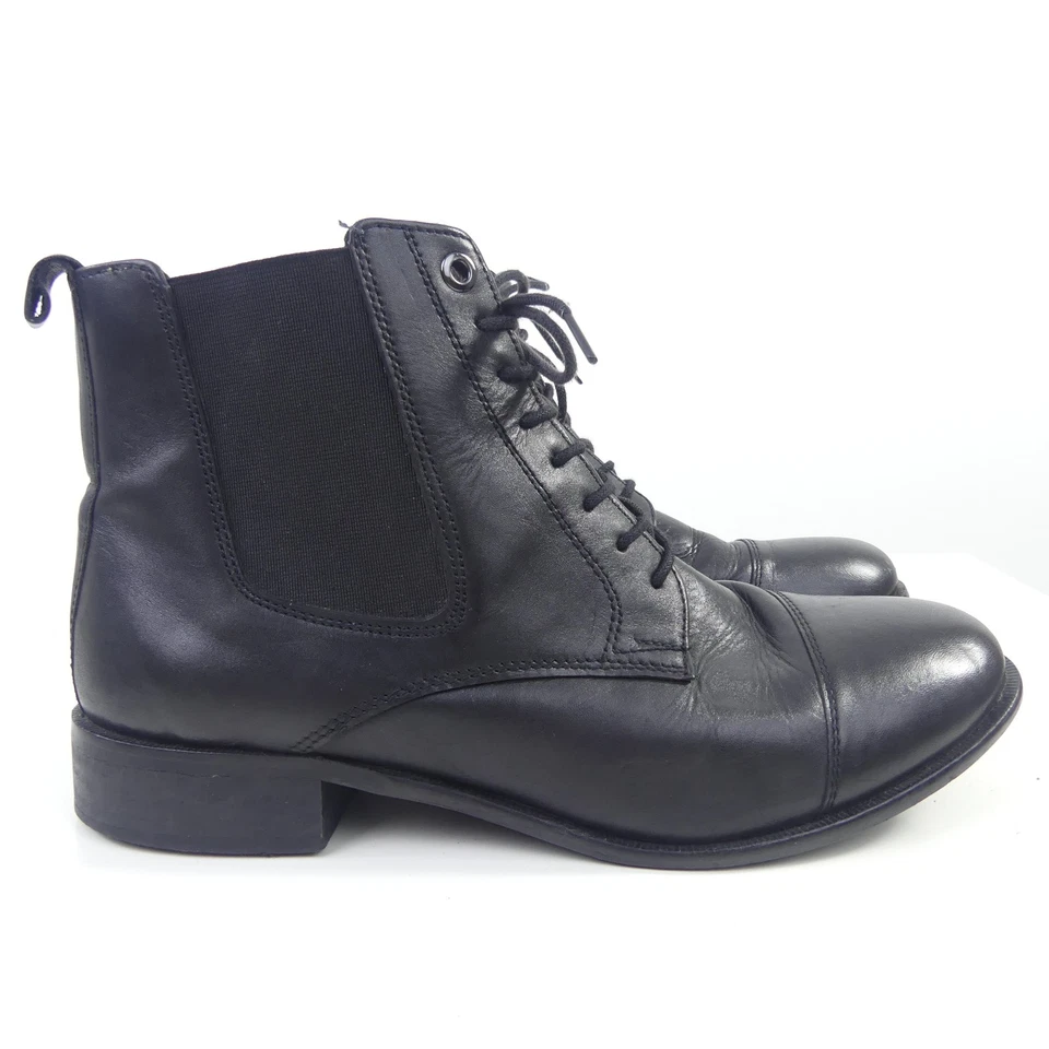 AKIRA Boots Stiefeletten Ankle Boots Schnürung Leder Schwarz Gr. 39 - Bild 2 von 4