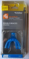 Mouth guard Shock Doctor Youth Double Braces Strapped Ages 11- Blue # 4301Y