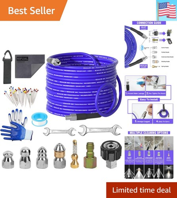 #ad NIFUAL 200FT Sewer Jetter Kit for Pressure Washer 5800PSI Drain Cleaner Hose... $176.60