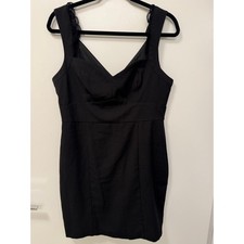Forever 21 Black Sleeveless Pencil Dress Lace Trim Sweetheart Neckline