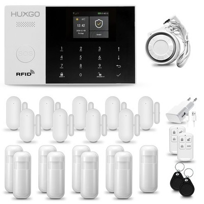 HXA005 Alarmanlage Haus WiFi + GSM 4G mit Sirene,9x PIR-sensor,9x Fensteralarm