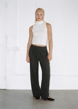 MANGO Tweed straight trousers Black 77077676