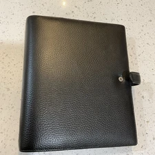Filofax Finsbury A5 Textured Black Leather Organizer 6-Ring Binder 