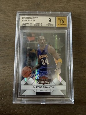 2009-10 Panini Threads Silver Signatures /99- Kobe Bryant #4 BGS 9 Auto 10