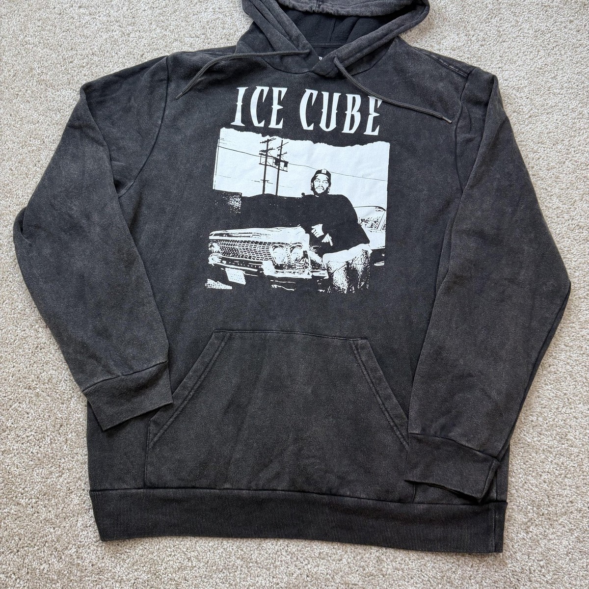 Ice Cube Hoodie Mens XL Black Fleece Pullover Rap Hip Hop Car