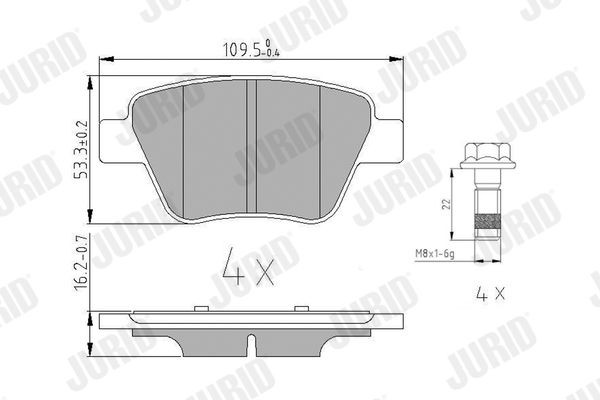 Jurid 573312J Bremsbelagsatz, Scheibenbremse FüR Audi Seat Skoda VW-image