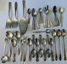 Vintage (Lot of 37) Silverplate & Mid Century Flatwear Serving Spoons Misc